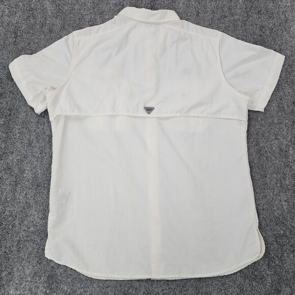 Columbia PFG Shirt Women Medium White Coors Light CCMF Short Sleeve Hiking Vent - Picture 3 of 16